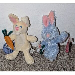 Starbucks 2003 Bunny Finger Puppets‎ Plush Easter Spring Carrot Flower Set